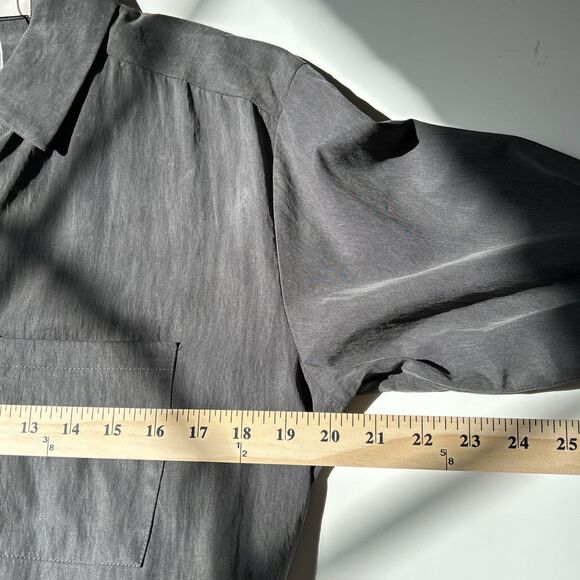 Elle Grey Womens Midi Shirt Dress Gray M Collared Utility Belted Minimalist NWT - Picture 14 of 16